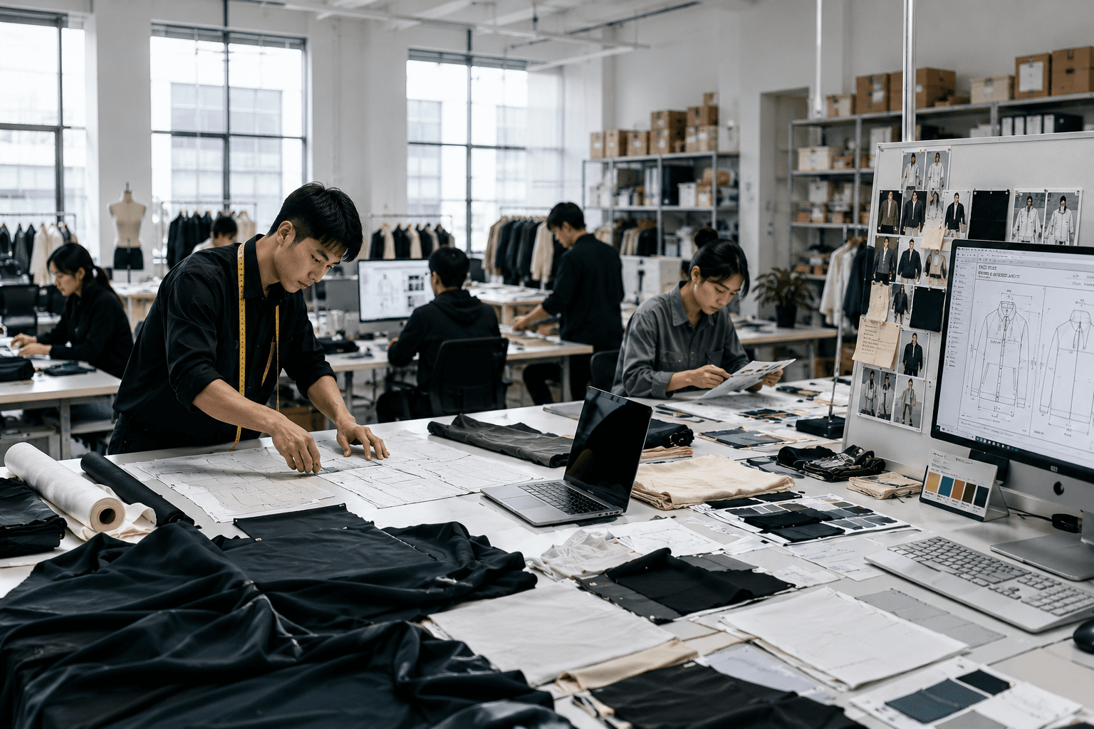 TYX product development team working on patterns, technical specifications and fabric review